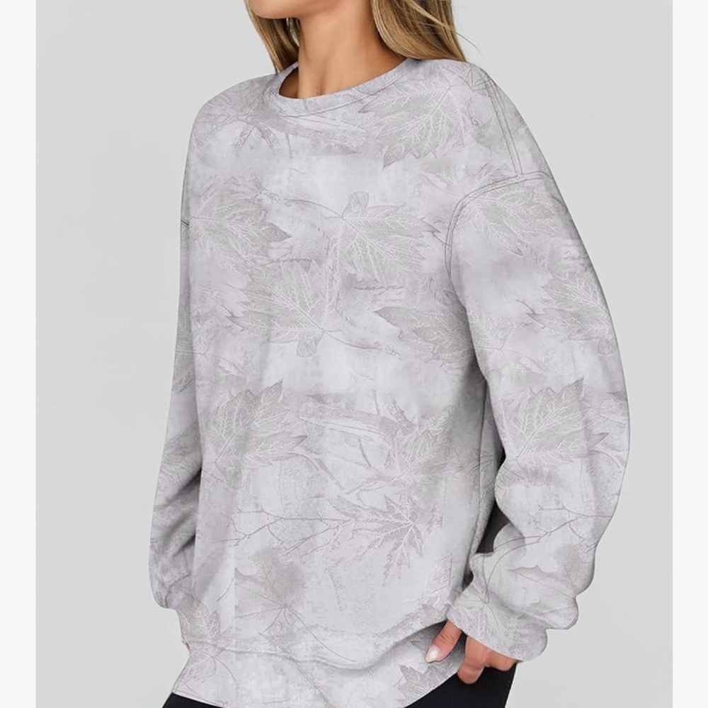 Gray Leaf Pattern Sweatshirt